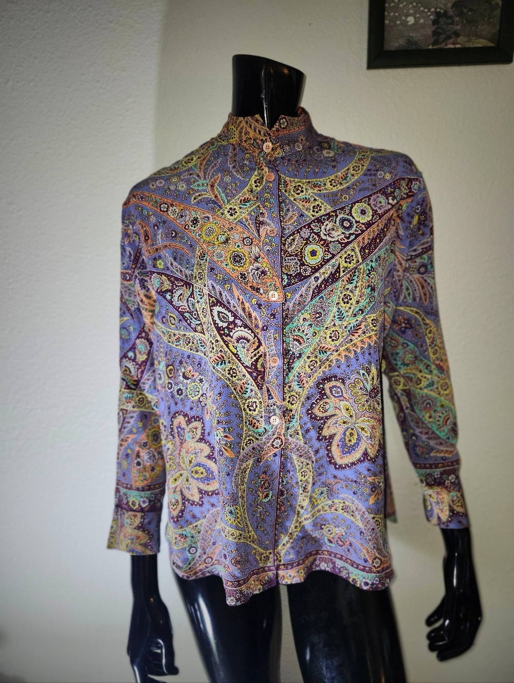 ETRO Silk Intricate Paisley Bohemian Blouse Size 38